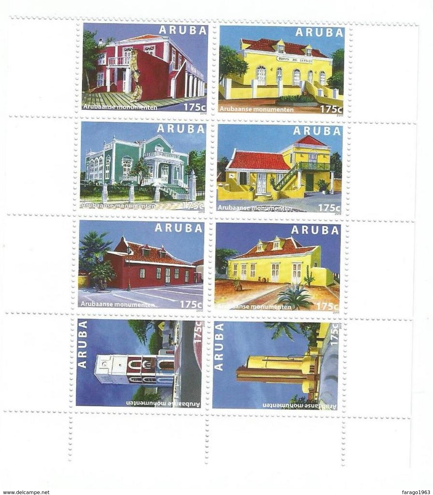 2015 Aruba Historical Buildings  Complete Set Of 8 MNH @ 80% Face Value BARGAIN!!! - Curaçao, Nederlandse Antillen, Aruba