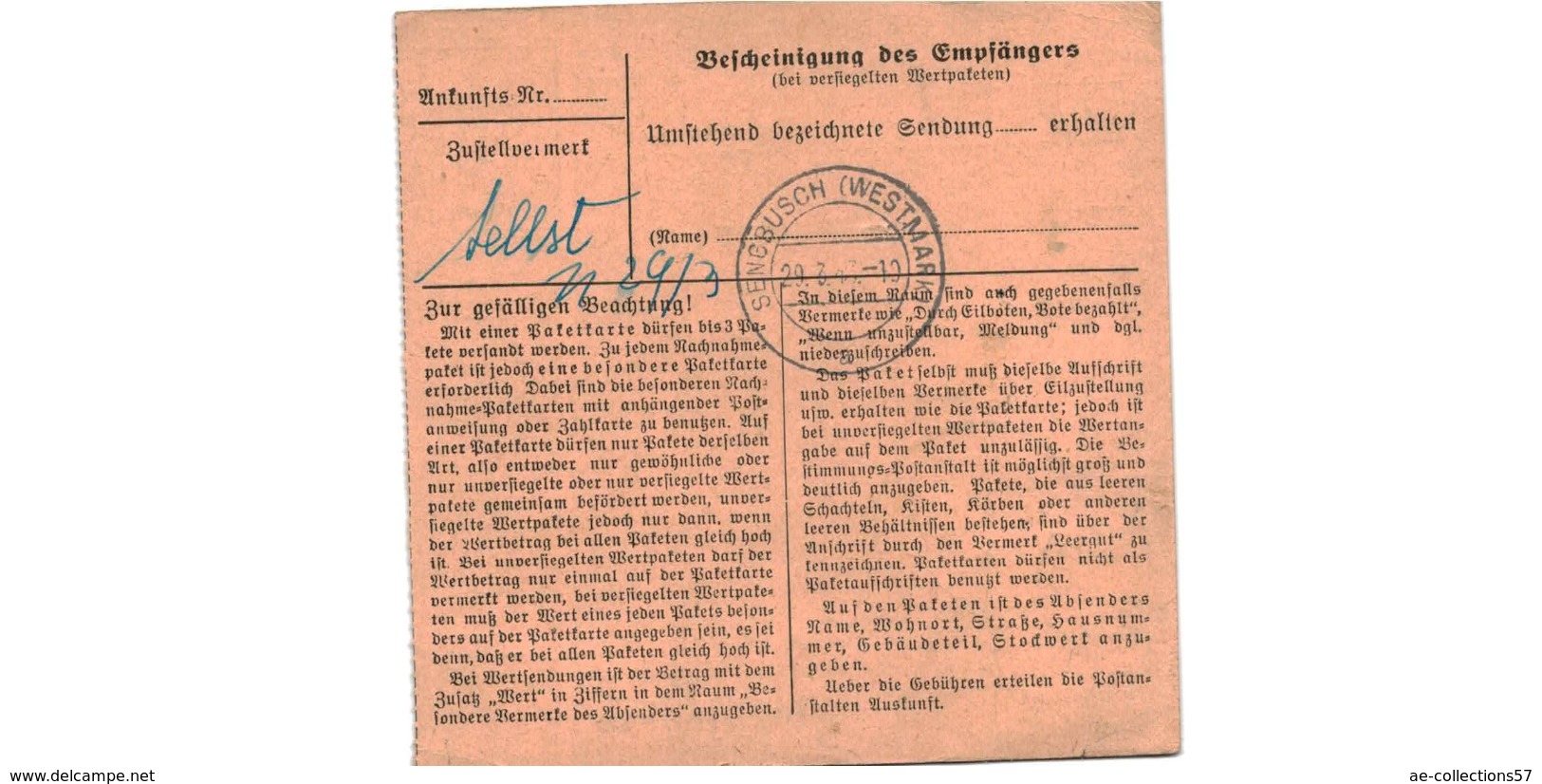 Allemagne  / Colis Postal  / Départ Waldsassen  / Pour Pfarrebersweiler ( Farébersviller ) /  15-3-43 - Covers & Documents