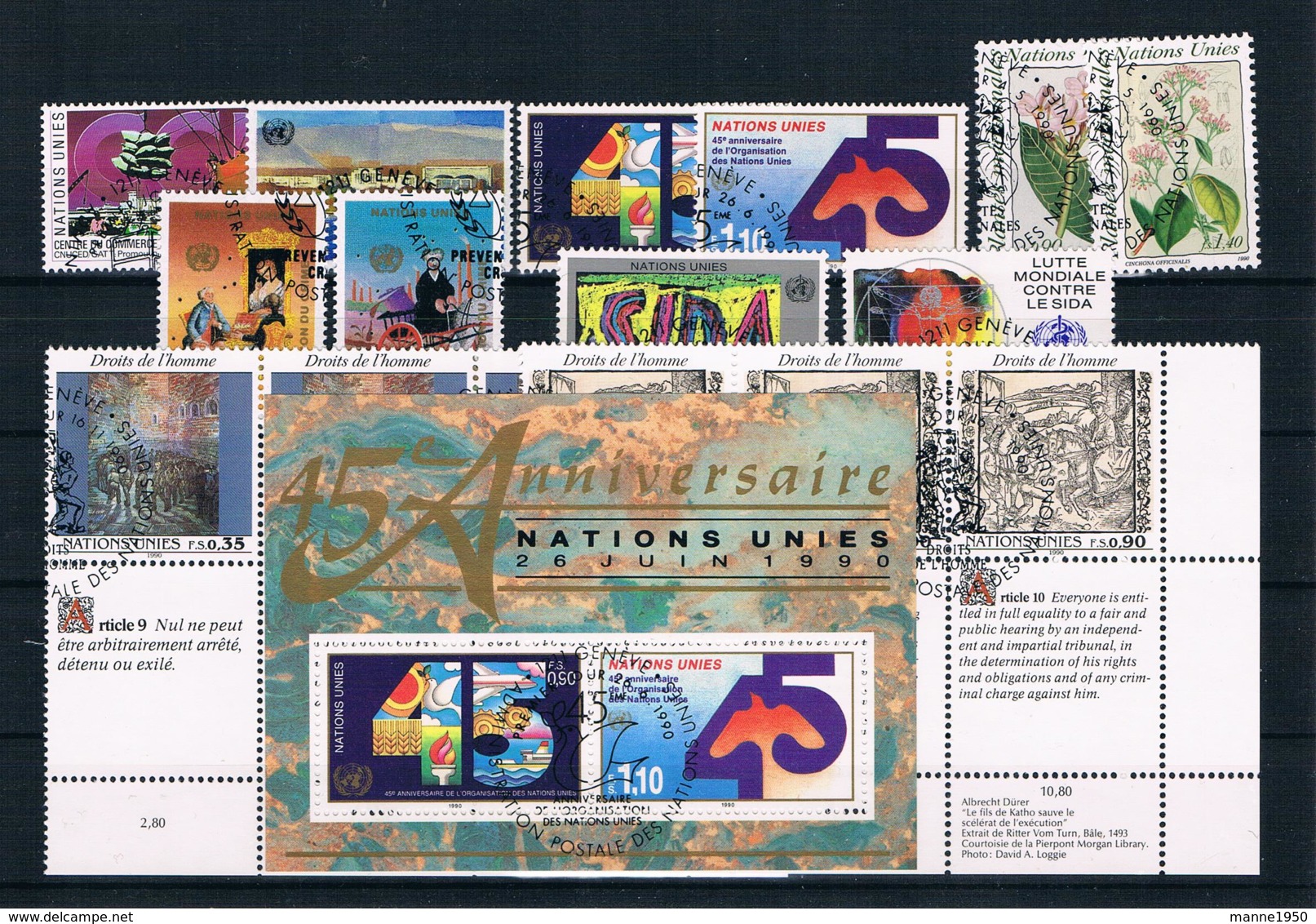 Vereinte Nationen - Genf 1990 Kompletter Jahrgang Gestempelt - Collections, Lots & Series