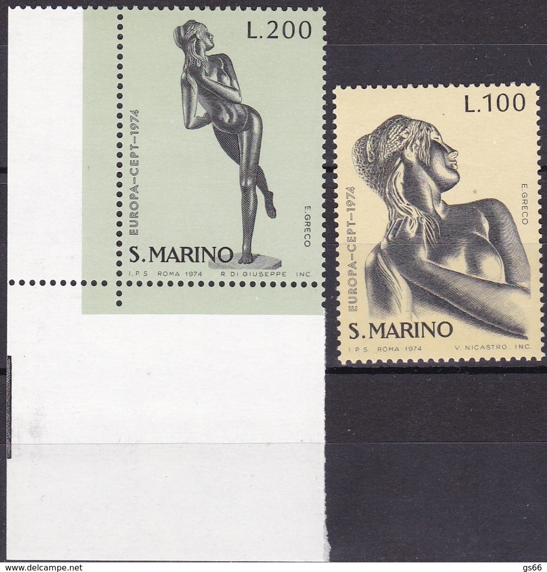 San Marino, 1974, 1067/68,  MNH **,   Europa: Skulpturen. - Ungebraucht