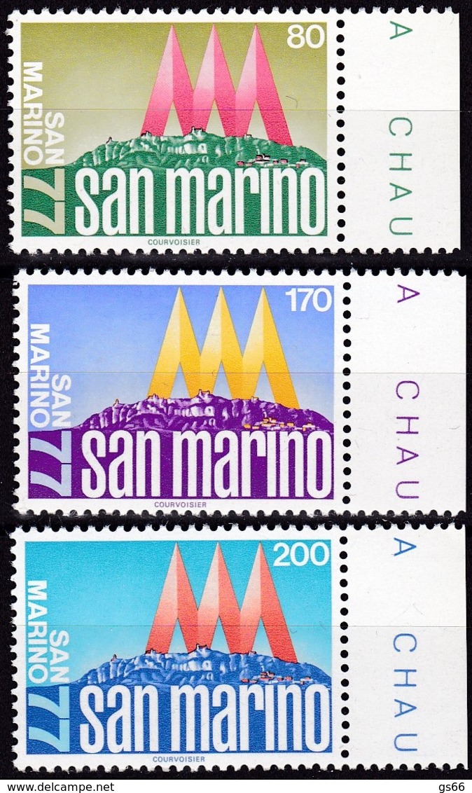 San Marino, 1977, 1127/29,  MNH **,  Briefmarkenausstellung SAN MARINO ’77. - Ungebraucht