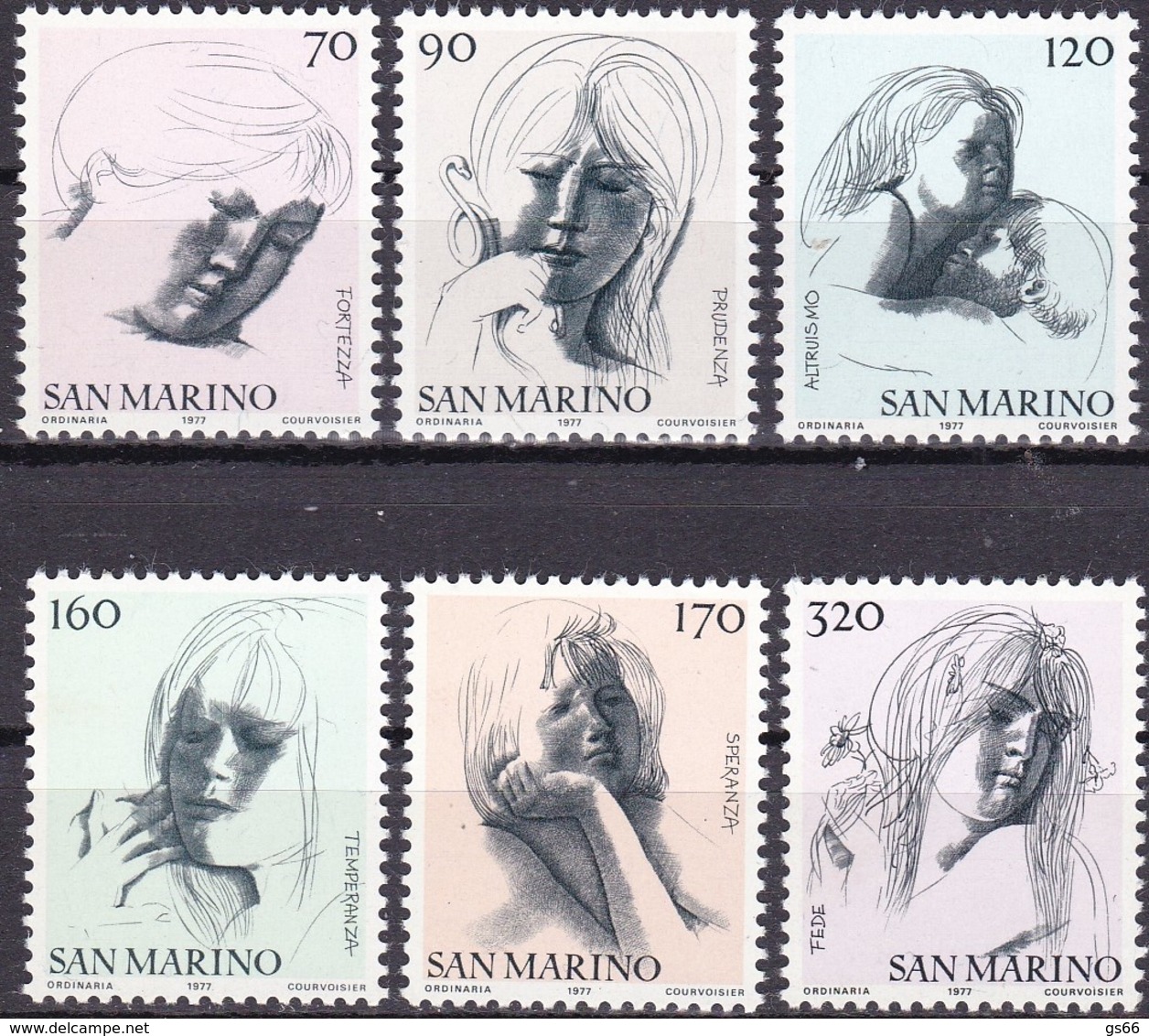 San Marino, 1977, 1133/38,  MNH **,  Freimarken: Die Ziviltugenden. - Ungebraucht