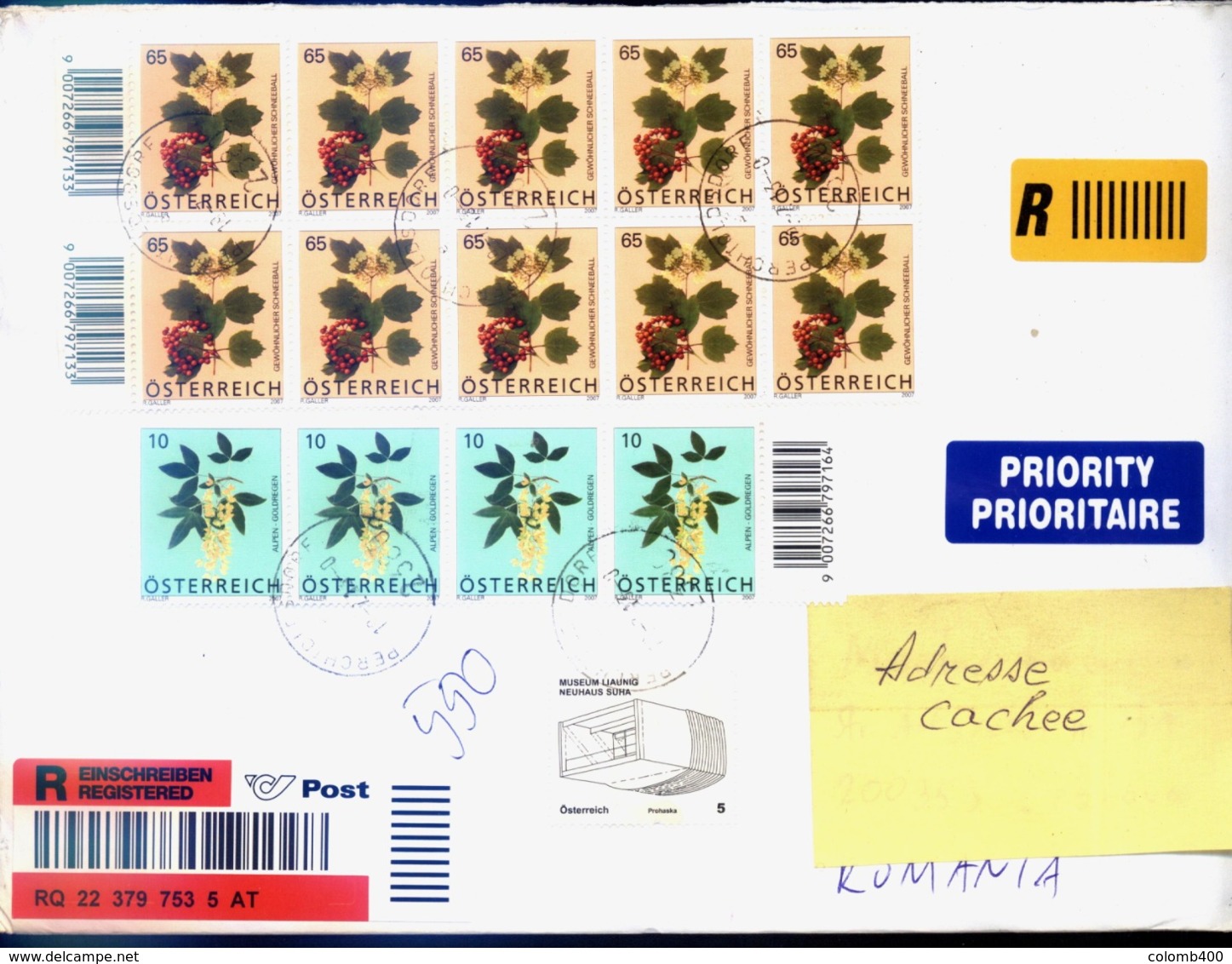 Fleurs De Montagne  Lettre Osterreich / Autriche Vers Romania / Roumanie - Storia Postale