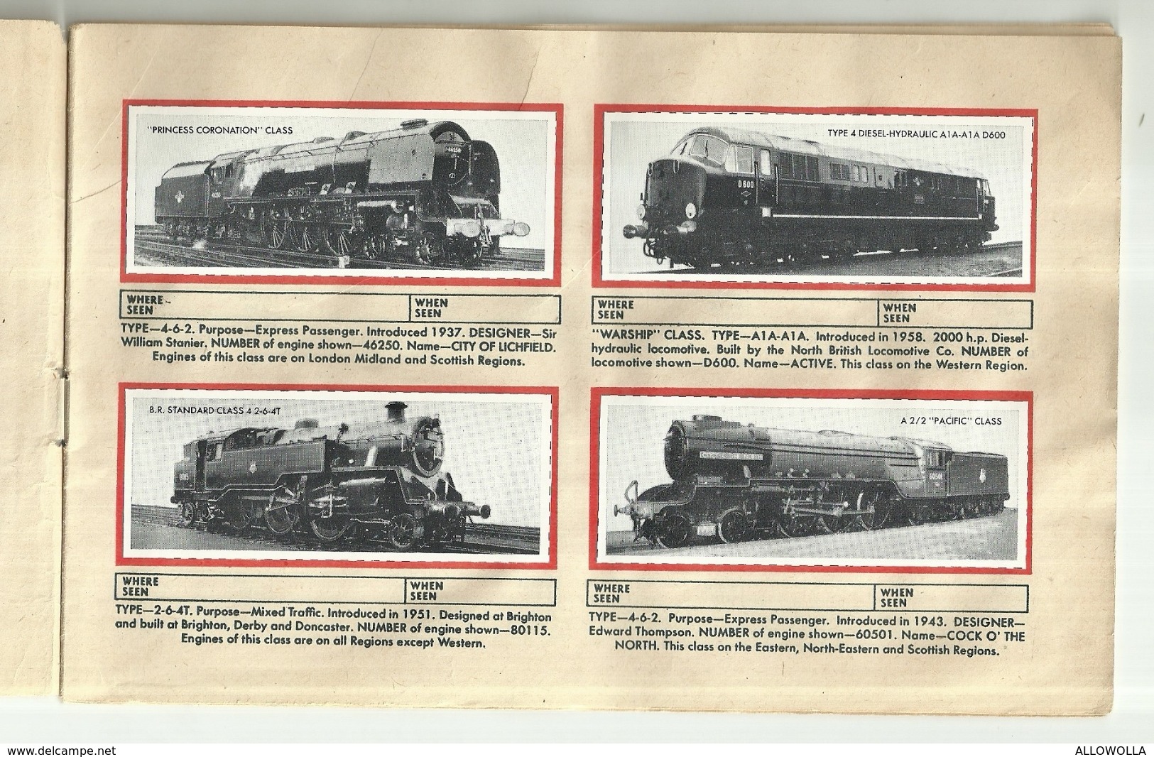 5682 "MY OWN LOG BOOK OF LOCOMOTIVES-PRESENTED WITH THE WIZARD" ALBUM COMPLETO ORIGINALE - Chemin De Fer