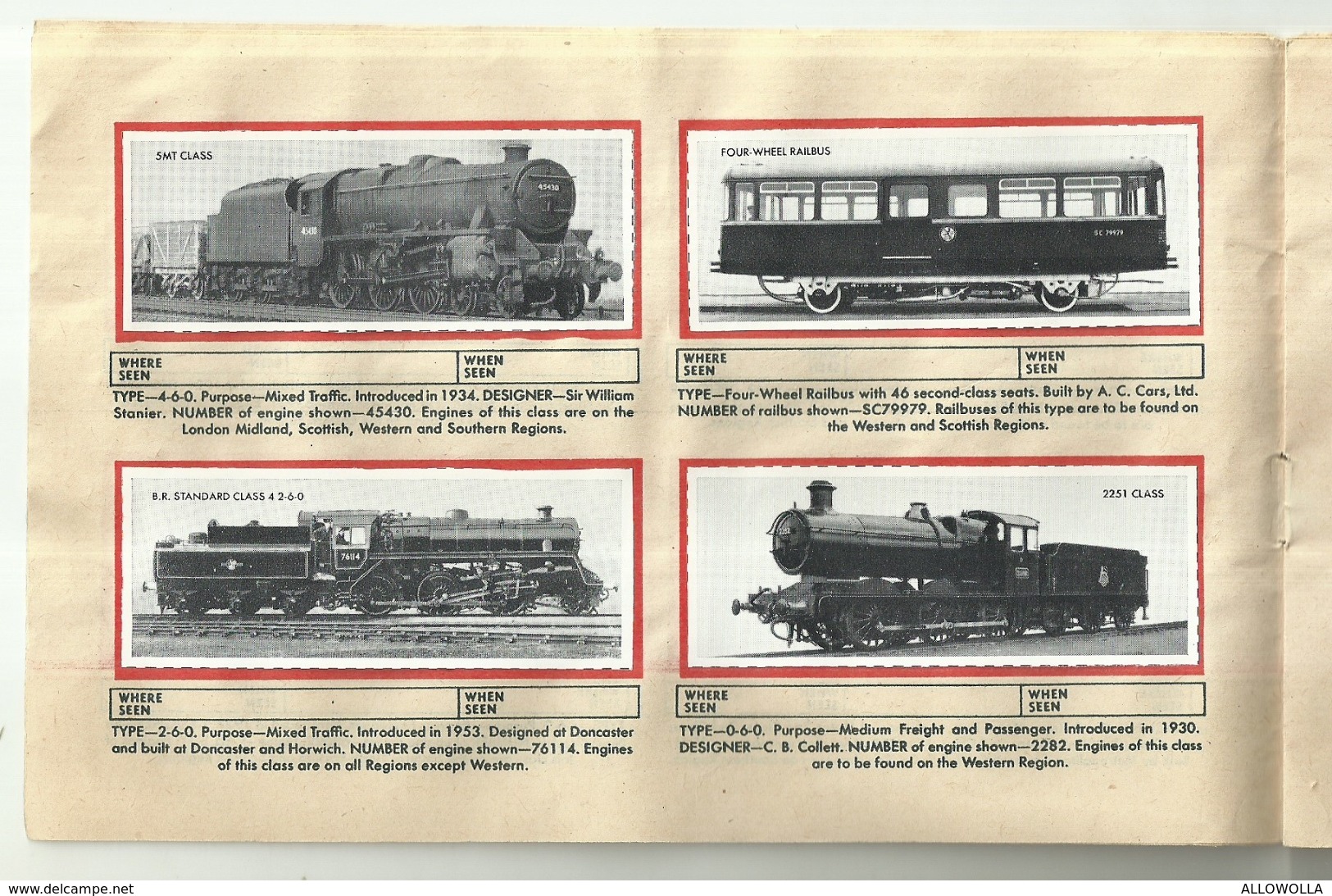 5682 "MY OWN LOG BOOK OF LOCOMOTIVES-PRESENTED WITH THE WIZARD" ALBUM COMPLETO ORIGINALE