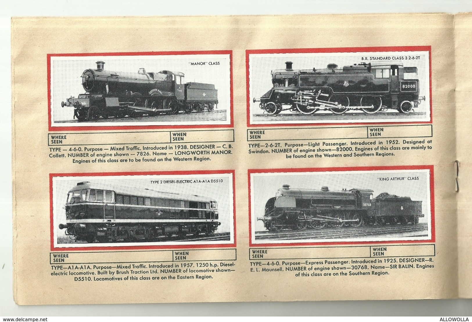 5682 "MY OWN LOG BOOK OF LOCOMOTIVES-PRESENTED WITH THE WIZARD" ALBUM COMPLETO ORIGINALE