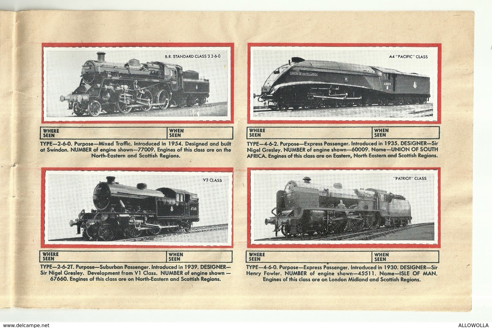 5682 "MY OWN LOG BOOK OF LOCOMOTIVES-PRESENTED WITH THE WIZARD" ALBUM COMPLETO ORIGINALE