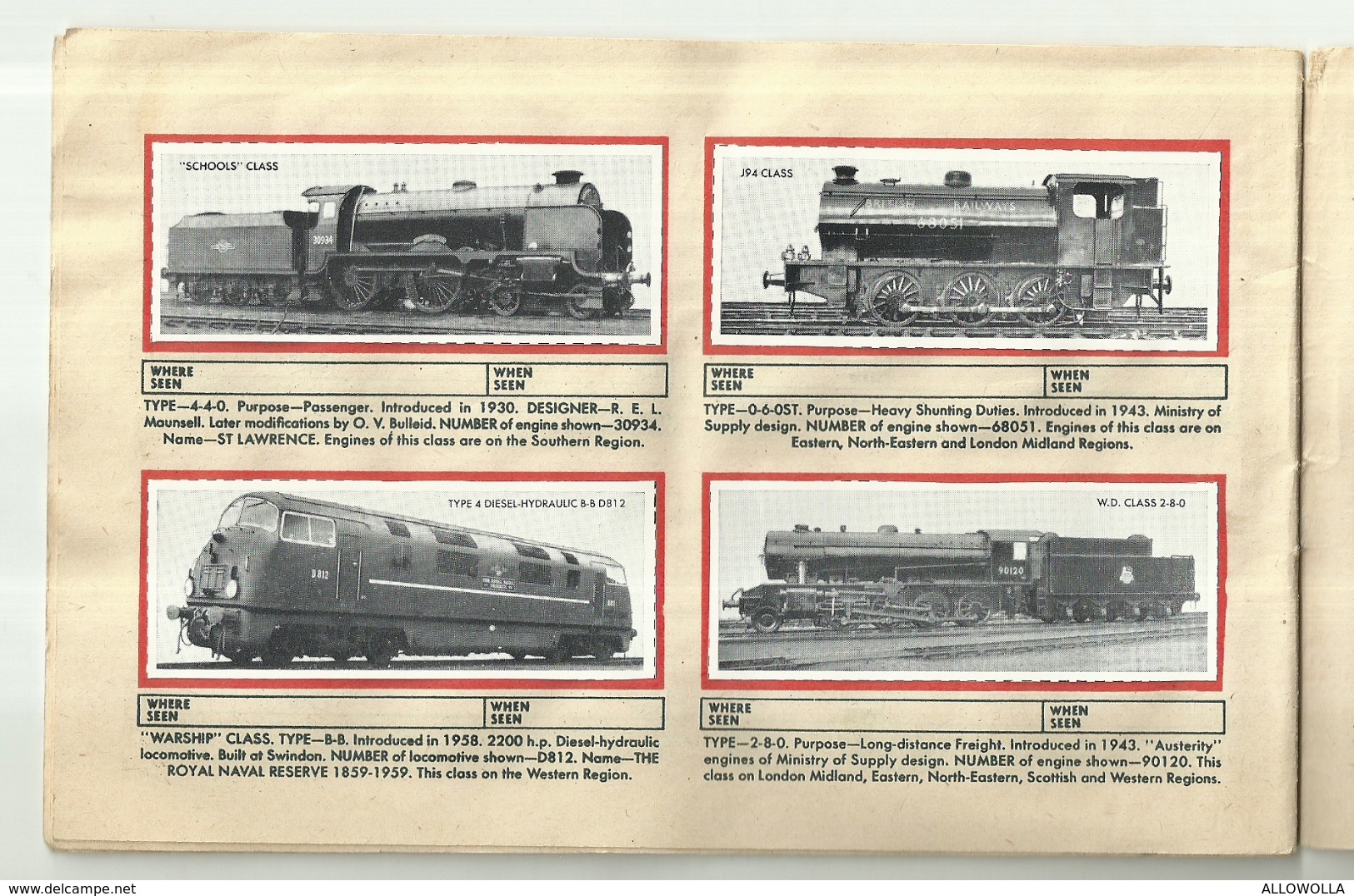 5682 "MY OWN LOG BOOK OF LOCOMOTIVES-PRESENTED WITH THE WIZARD" ALBUM COMPLETO ORIGINALE