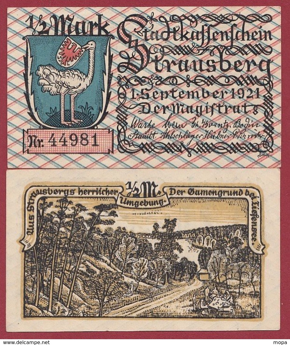 Allemagne 1 Notgeld 1/2 Mark Stadt Strausberg  (RARE) Dans L 'état Lot N °4997 - Collections