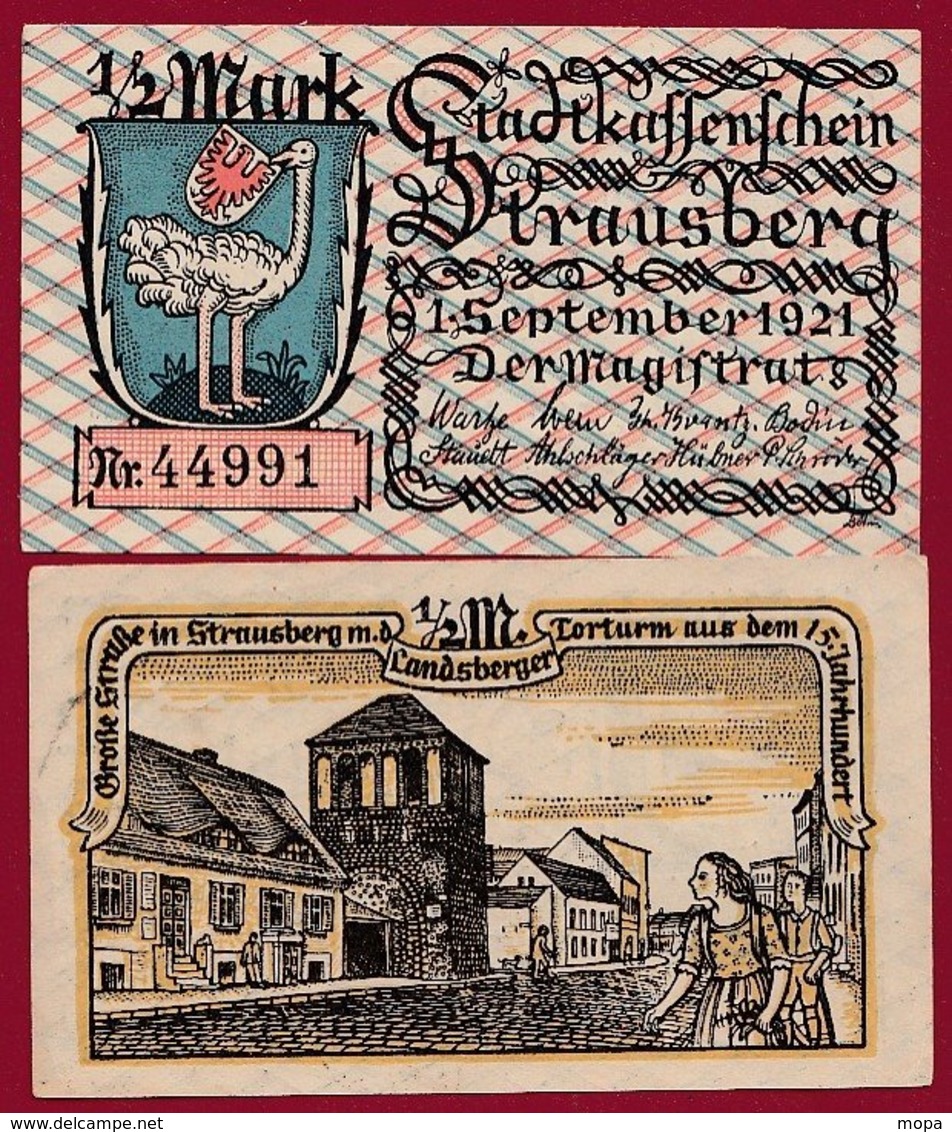 Allemagne 1 Notgeld 1/2 Mark Stadt Strausberg  (RARE) Dans L 'état Lot N °4998 - Collections