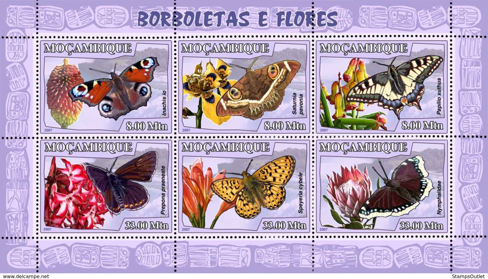 Mozambique 2007 MNH - Butterflies, Flowers. Sc 1774, YT 2360-2365, Mi 2928-2933 - Mosambik