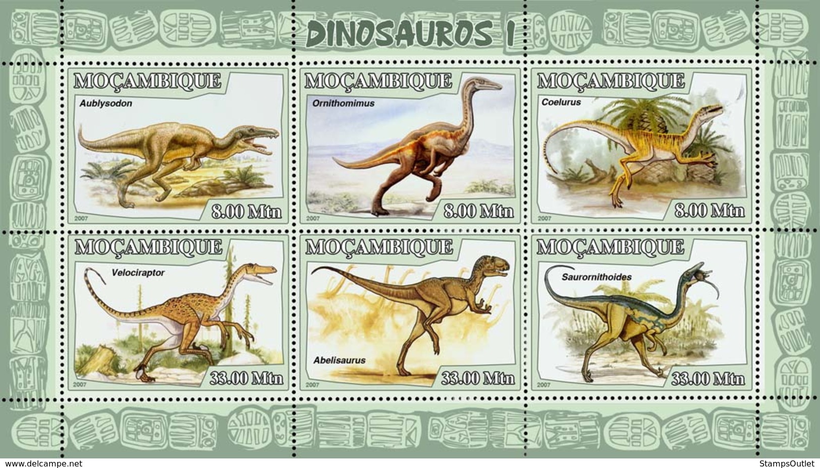 Mozambique 2007 MNH - Dinosaurs I. Sc 1766, YT 2396-2401, Mi 2964-2969 - Mozambique