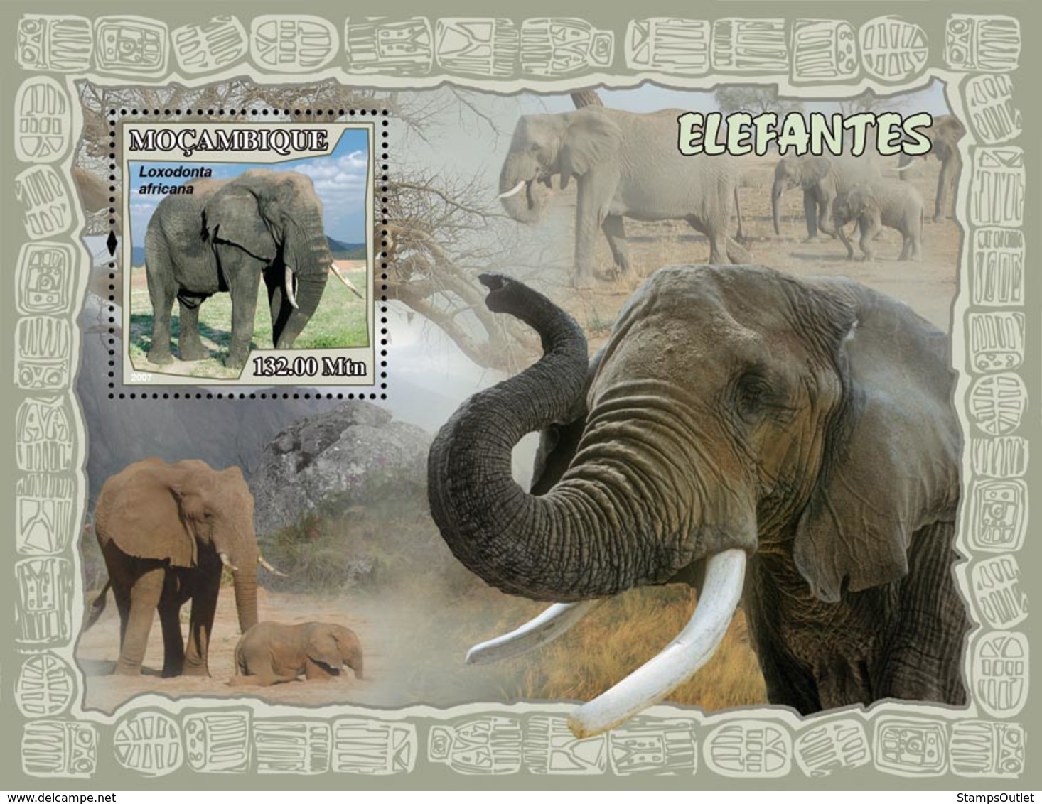 Mozambique 2007 MNH - Elephants. Sc 1786, YT 162, Mi 3063/BL228 - Mozambique