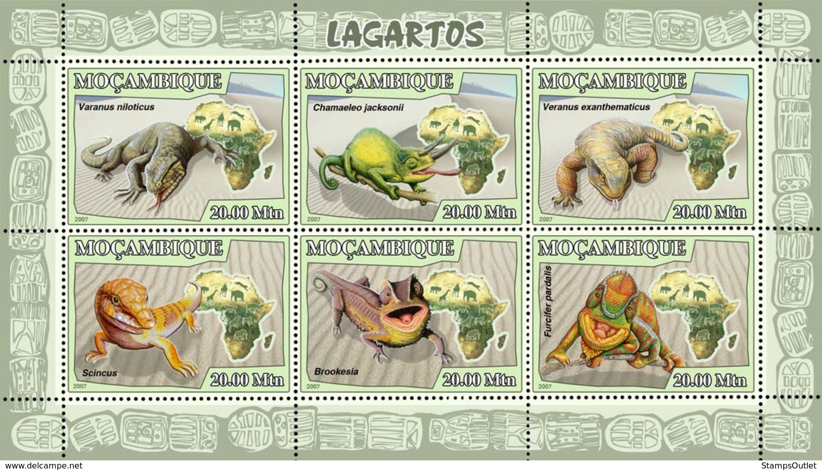 Mozambique 2007 MNH - Lizards. Sc 1777, YT 2426-2431, Mi 2991-2996 - Mozambique