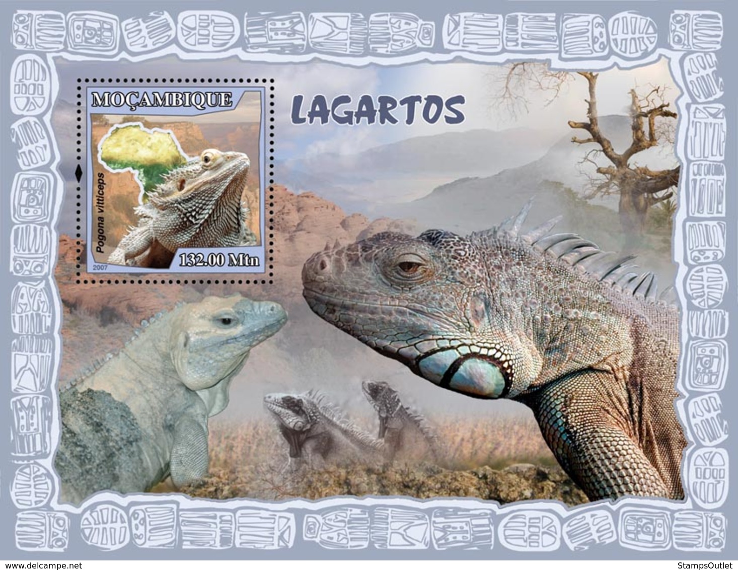 Mozambique 2007 MNH - Lizards. Sc 1798, YT 165, Mi 2997/BL222 - Mozambique