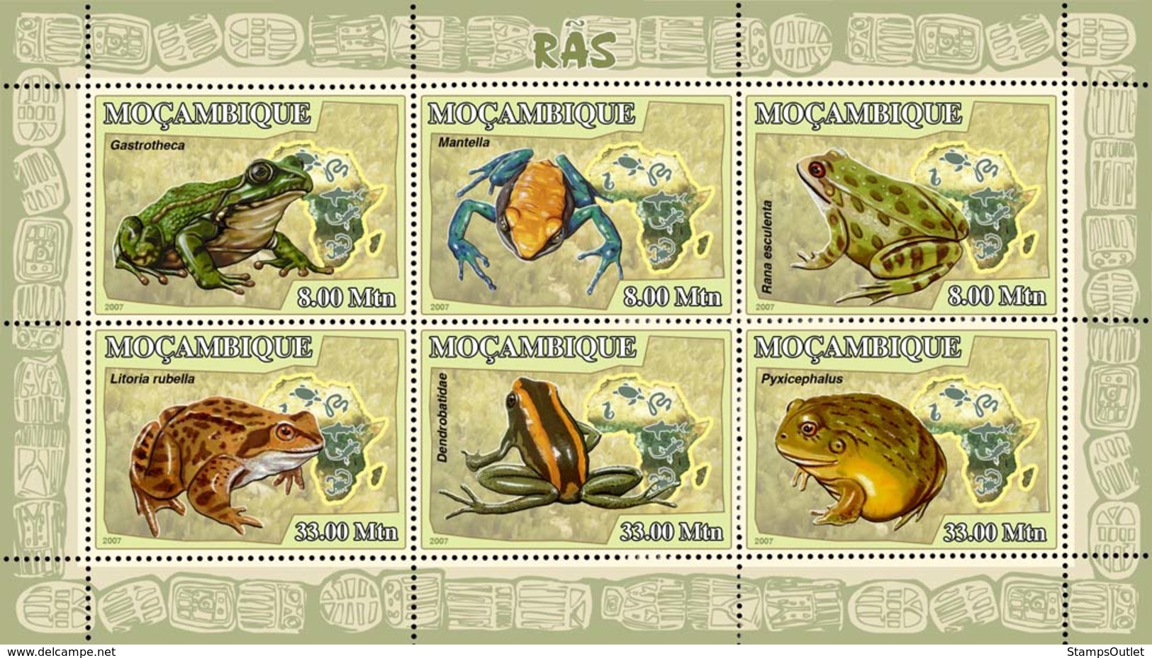 Mozambique 2007 MNH - Frogs. Sc 1765, YT 2480-2485, Mi 2957-2962 - Mozambique