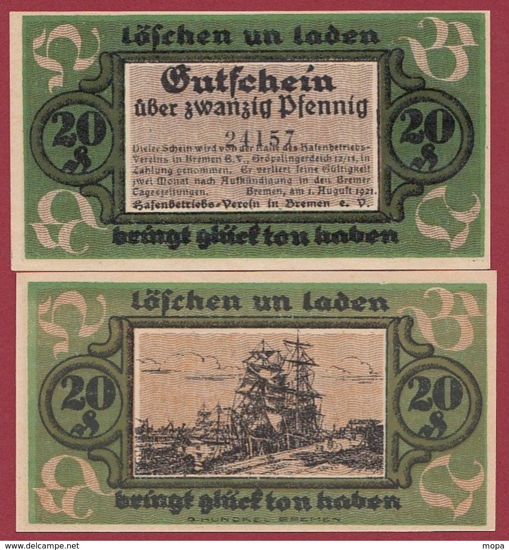 Allemagne 1 Notgeld 20 Pfenning Stadt Bremen  (RARE) Dans L 'état Lot N °5003 BIS - Colecciones