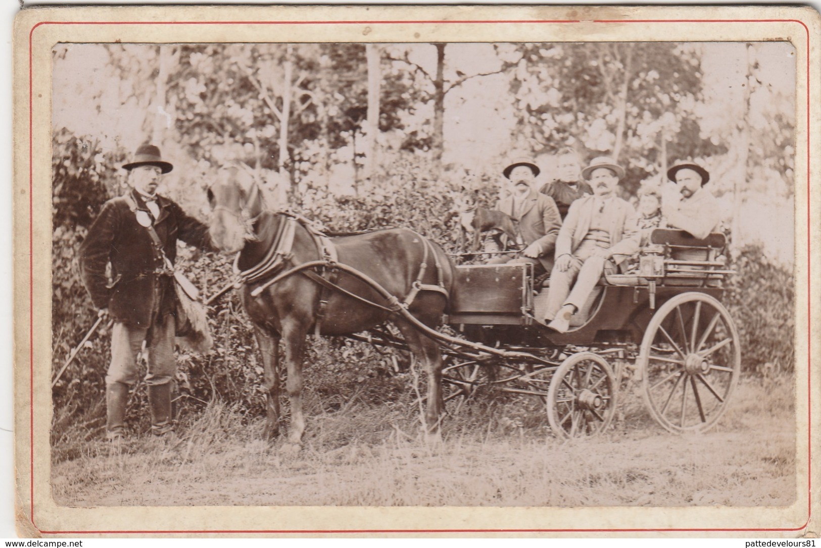 Photographie Ancienne Originale Sur Carton Attelage Cheval Sport Chasse Chasseur Gibecière (27)  HEUDICOURT (2 Scans) - Personas Anónimos