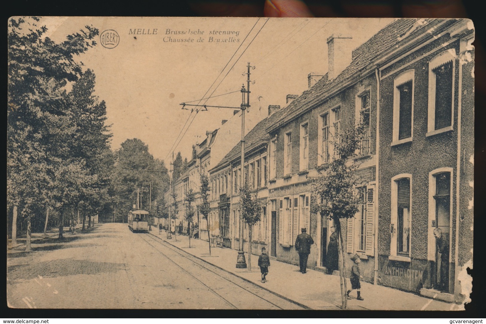 MELLE  BRUSSELSCHE STEENWEG  MET TRAM !!!!!!! RECHTER ZIJDE BESCHADIGD - Melle