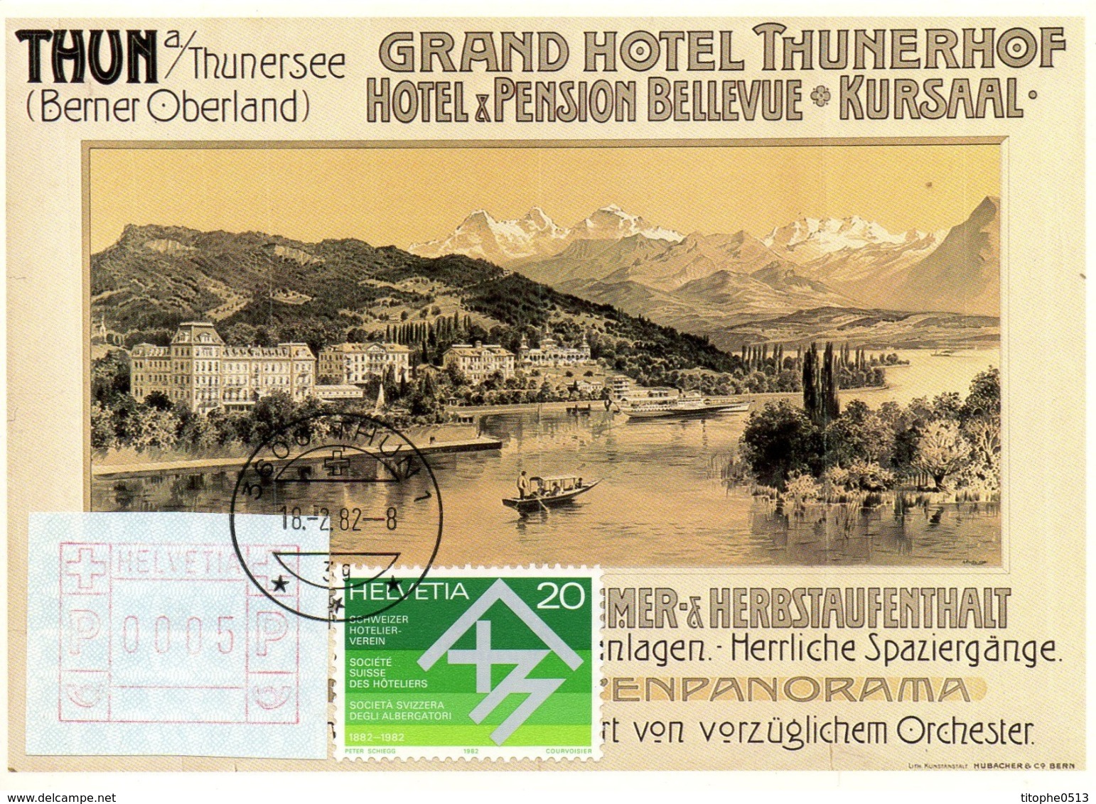 SUISSE. N°1143 De 1982 Sur Carte Maximum. Société Suisse Des Hôteliers. - Hotel- & Gaststättengewerbe