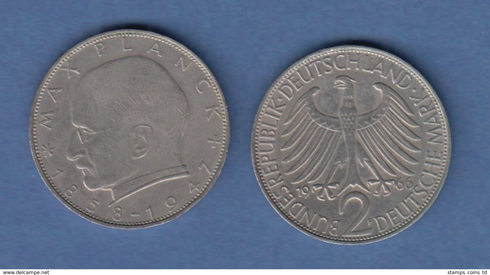 Bundesrepublik Kursmünze 2 Mark Max Planck 1966 F - Other & Unclassified