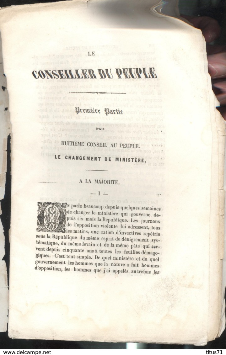 Journal Le Conseiller Du Peuple Octobre 1849 Par M. A. De Lamartine - 40 Pages - Etat Moyen Mais Complet - 1800 - 1849