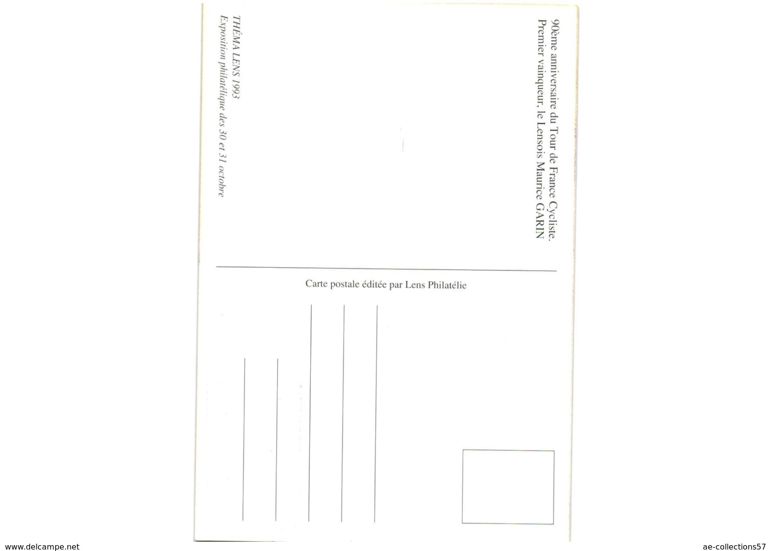 Carte / Distribution Du Courrier  /  Lens /  30-31 / 10 / 93 - 1990-1999