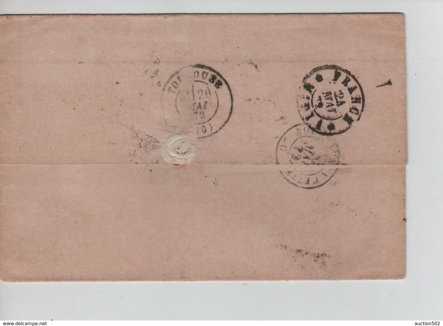 PR7559/ TP 30-31 S/LSC C.BXL 24/5/1872 LOS 60 Griffe P.D.Marque D'entrée > Toulouse C.d'arrivée & D'ambulant - Postmarks - Points