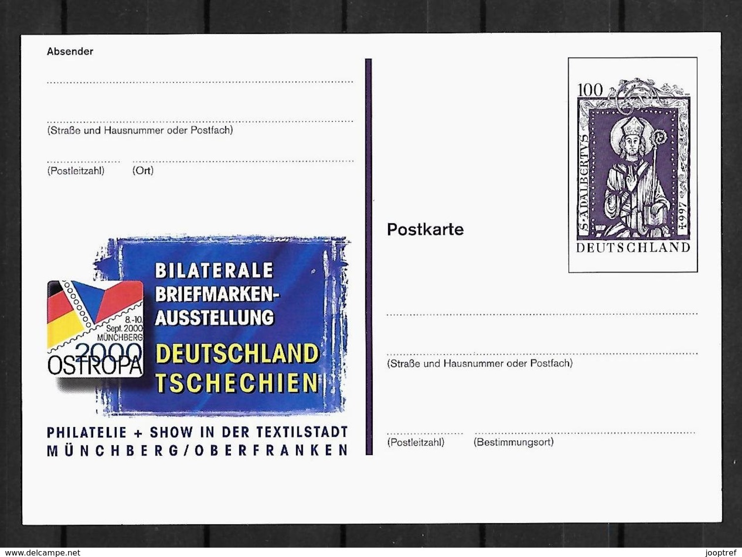 Joint/Gemeinschaftsausgabe/Congiunta Germany, Czech Rep, Hungary, Poland, Vatican, GERMAN POSTAL STATIONARY : Adalbert - Emissions Communes