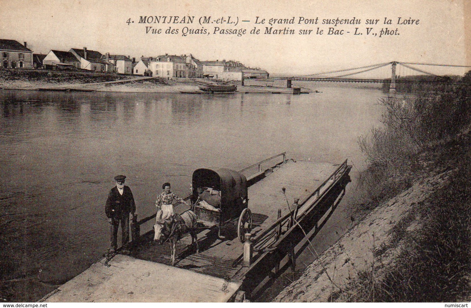 Montjean Animée Belle Vue Du Pont Sur La Loire Les Quais Le Bac Attelage âne Chantier Marine - Andere & Zonder Classificatie