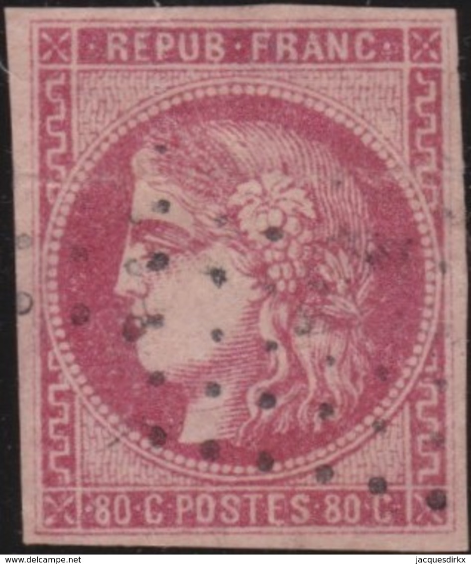 France    .    Yvert  .    49    (2 Scans)  Petit Endroit Aminci      .   O   .    Oblitéré - 1870 Emission De Bordeaux