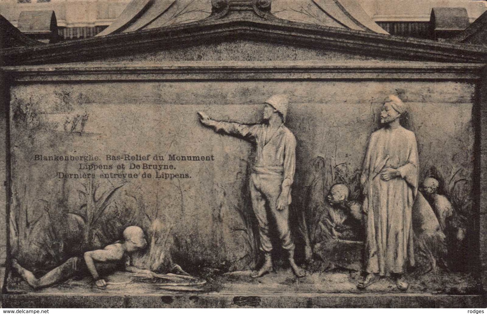 BELGIQUE , Cpa BLANKENBERGHE , Bas Relief Du Monument Lippens Et De Bruyne (11288) - Blankenberge