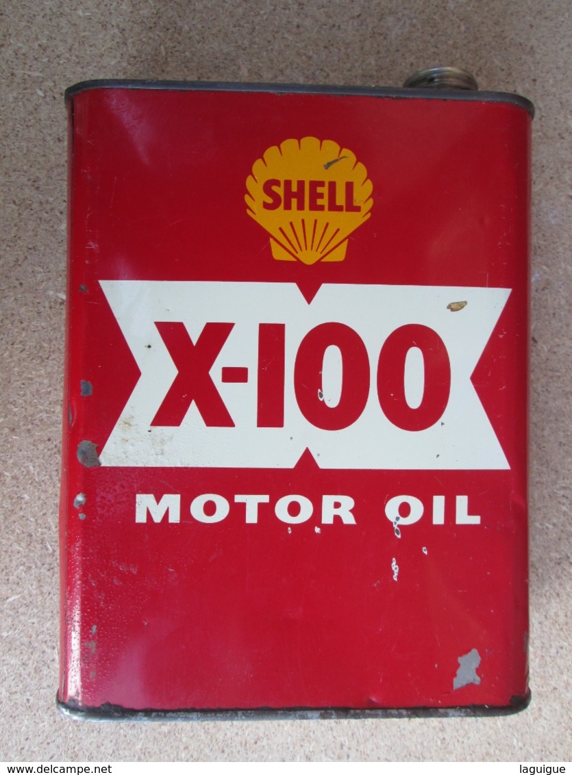 BIDON HUILE ANCIEN VIDE SHELL X-100 MOTOR OIL 2 LITRES - Cars