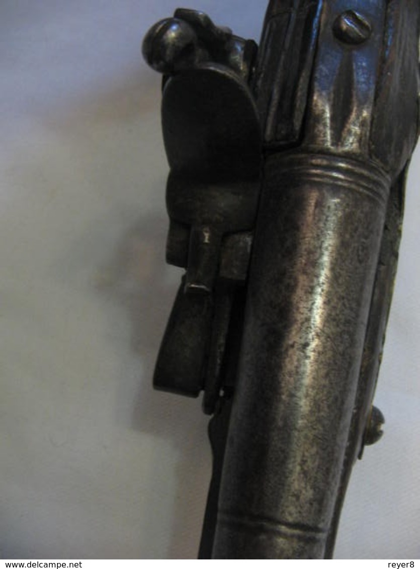 ancien PISTOLET silex canon Tromblon XVIII  ,poudre noire