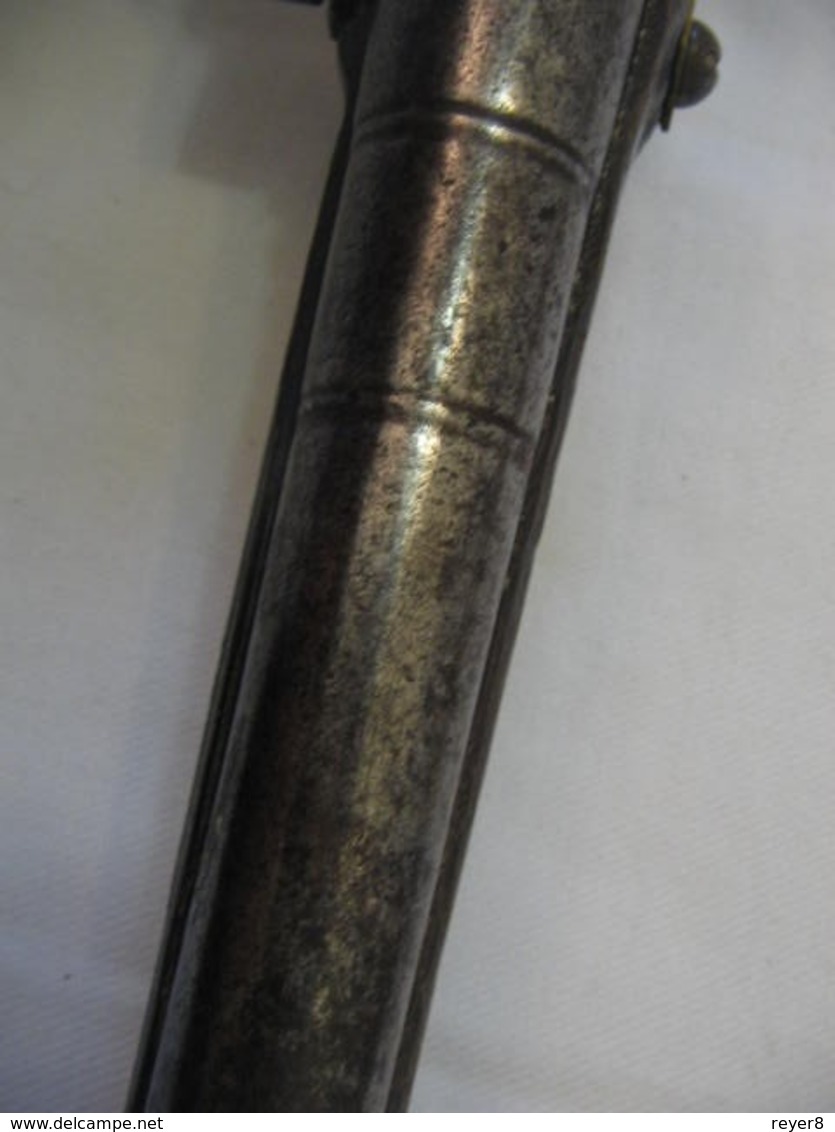 ancien PISTOLET silex canon Tromblon XVIII  ,poudre noire