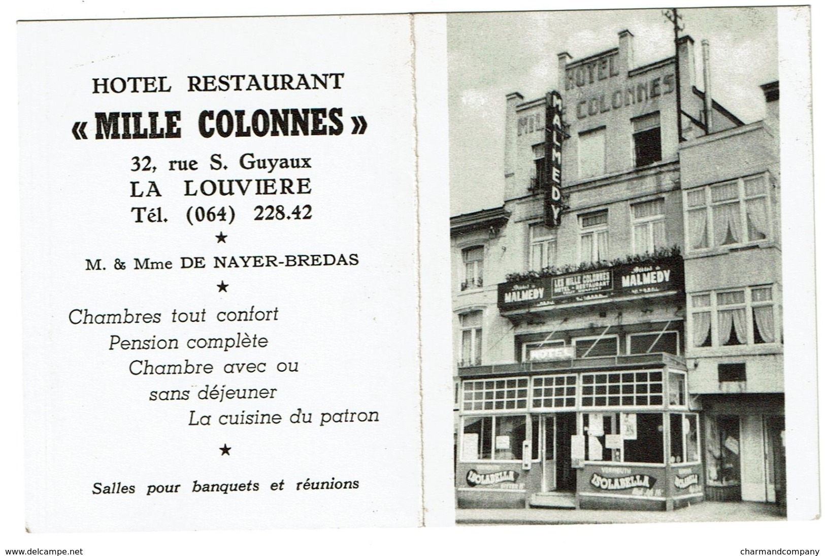 Calendrier De Poche - 1961 - Hôtel Restaurant Mille Colonnes La Louvière - Propr. M. & Mme De Nayer-Bredas - 2 Scans - Small : 1961-70