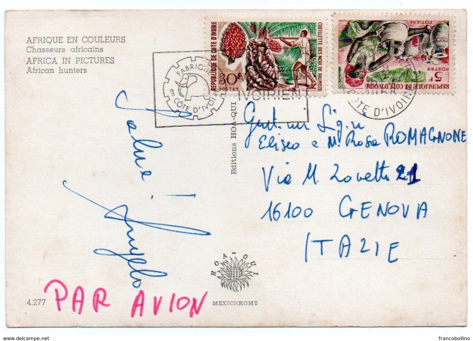 AFRICA EN COULEURS / CHASSEURS/HUNTERS / WITH COTE D'IVOIRE THEMATIC STAMPS-1968 - Costa D'Avorio