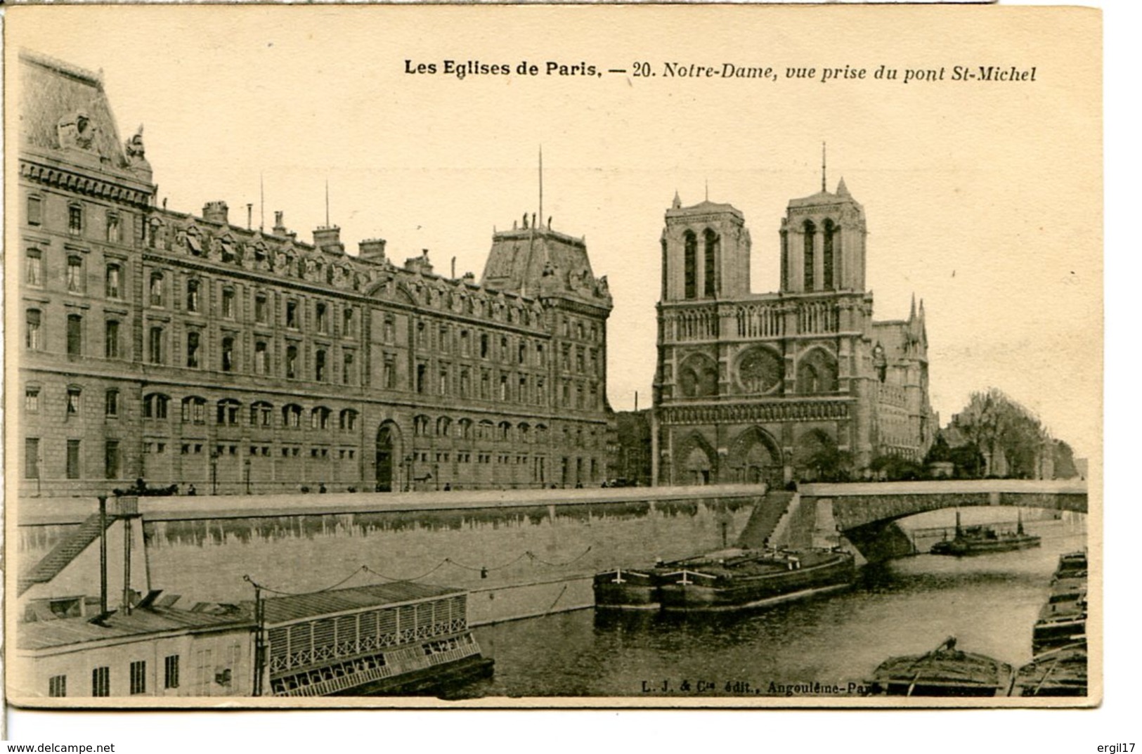 75004 PARIS - Les Eglises De Paris - N° 20 - Notre-Dame, Vue Prise Du Pont St-Michel - District 04