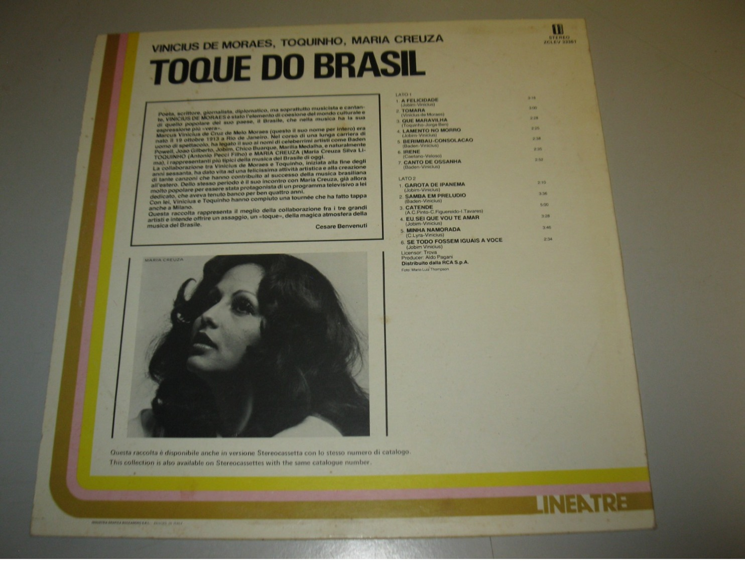 VINYLE VINICIUS DE MORAES / TOQUINHO / MARIA CREUZA 33 T ELEVEN / LINEATRE / RCA (1984) - World Music