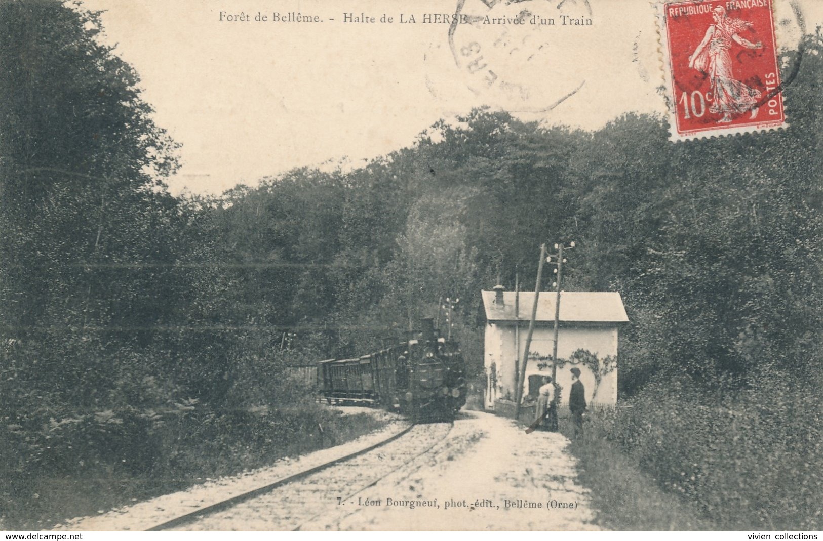 Forêt De Belleme (61 - Orne) La Halte De La Herse (ligne De Mortagne à Sillé Le Guillaume) Arrivée Du Train - Gare - Autres & Non Classés