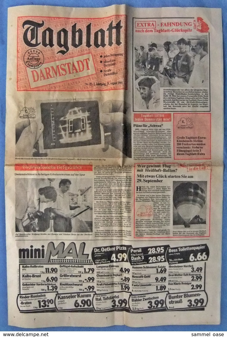 Tagblatt Darmstadt  -  Vom 29.8. 1985  -  Mit Regionalen Nachrichten , Interessanten Berichten - Andere & Zonder Classificatie