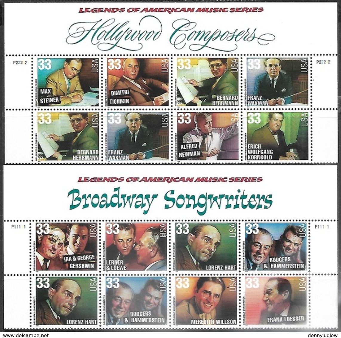 US   1998   Sc#3339-50  32c Composers & Songwriters Blocks Of 8 With Headers MNH - Unused Stamps