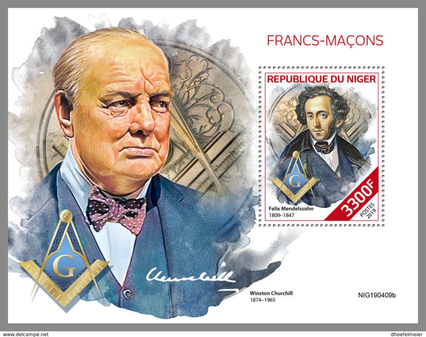 NIGER 2019 MNH Freemasons Freimaurer Francs-macons S/S - OFFICIAL ISSUE - DH1939 - Franc-Maçonnerie