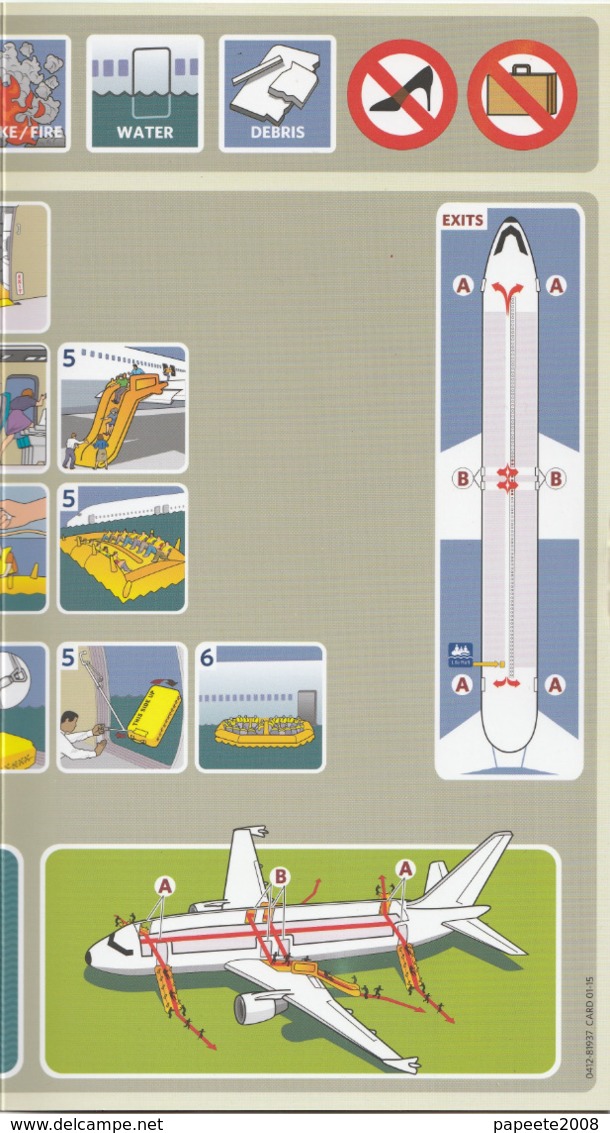 Delta Airline / A 320 (OW) - 01-2015 / Consignes De Sécurité / Safety Card (grand Format) - Scheda Di Sicurezza