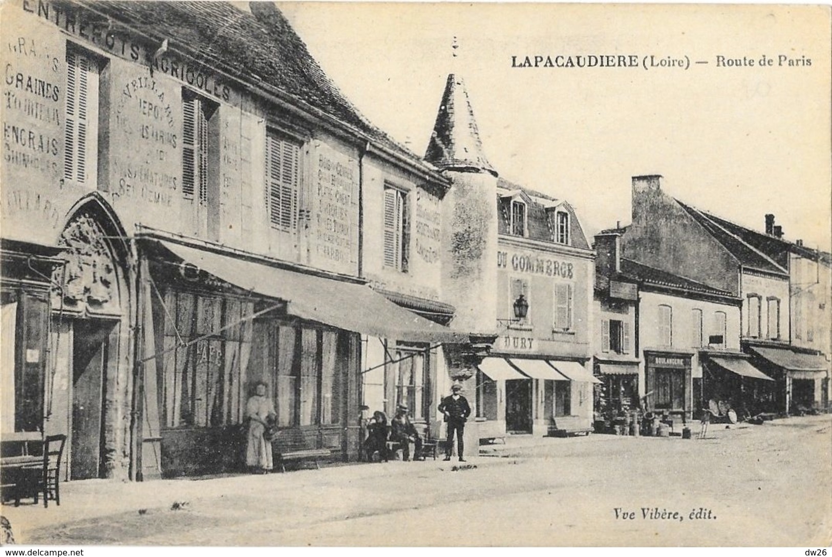 Lapacaudière (La Pacaudière, Loire) Route De Paris, Hôtel Du Commerce - Edition Vve Vibère - La Pacaudiere