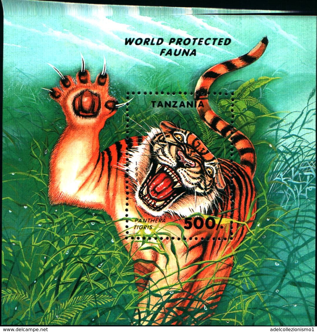 7916) TANZANIA 1993 FAUNA ANIMALI SELVAGGI TIGRE 1 BF -MNH** - Tanzania (1964-...)