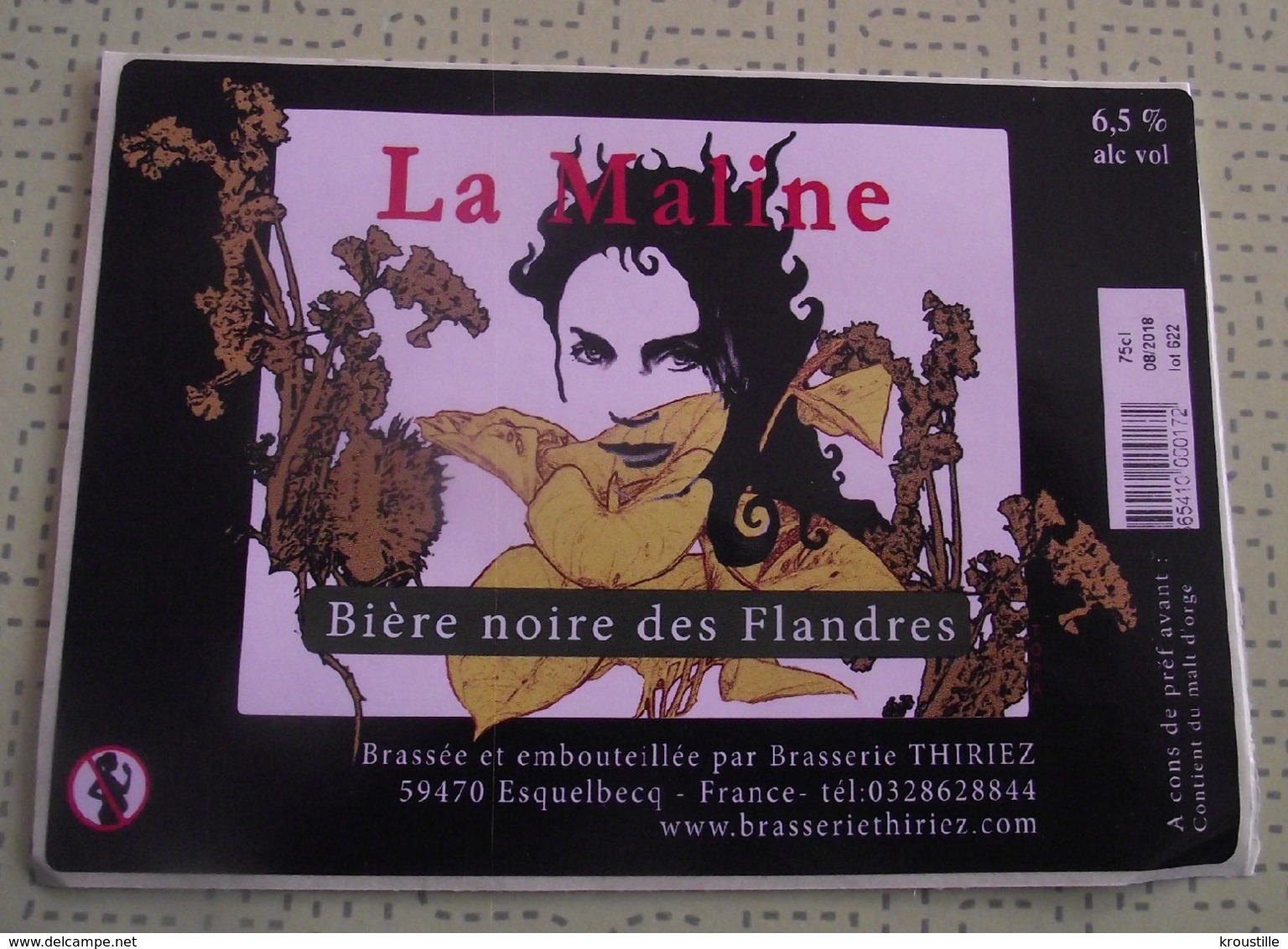 THEME FEMME / DONNA / WOMAN : BRASSERIE THIRIEZ (FRANCE) BIERE LA MALINE : ETIQUETTE NEUVE - Cerveza