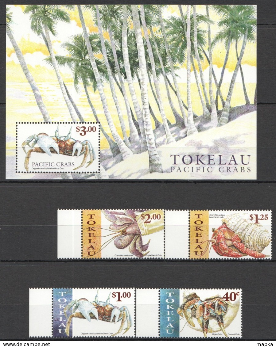 A823 1998 TOKELAU MARINE LIFE PACIFIC CRABS #277-80 !!! MICHEL 12 EURO !!! 1SET+1BL MNH - Crustaceans