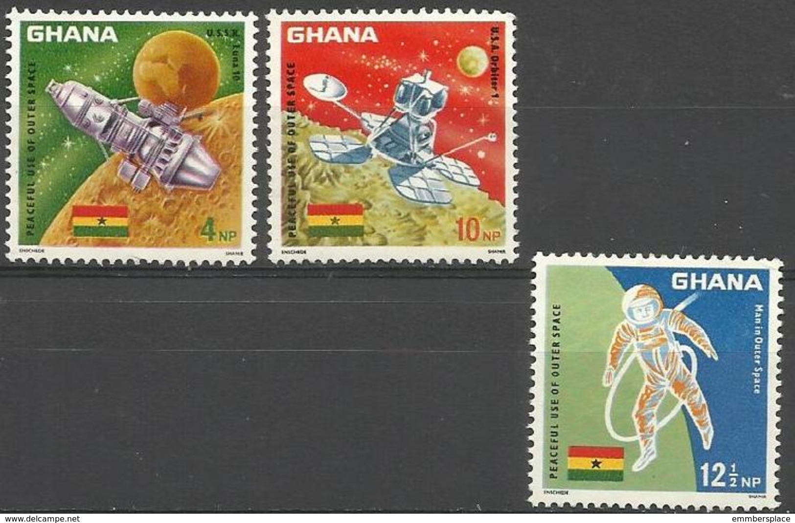 Ghana - 1967 Space Achievenents MNH **    SG 479-81   Sc 305-7 - Ghana (1957-...)