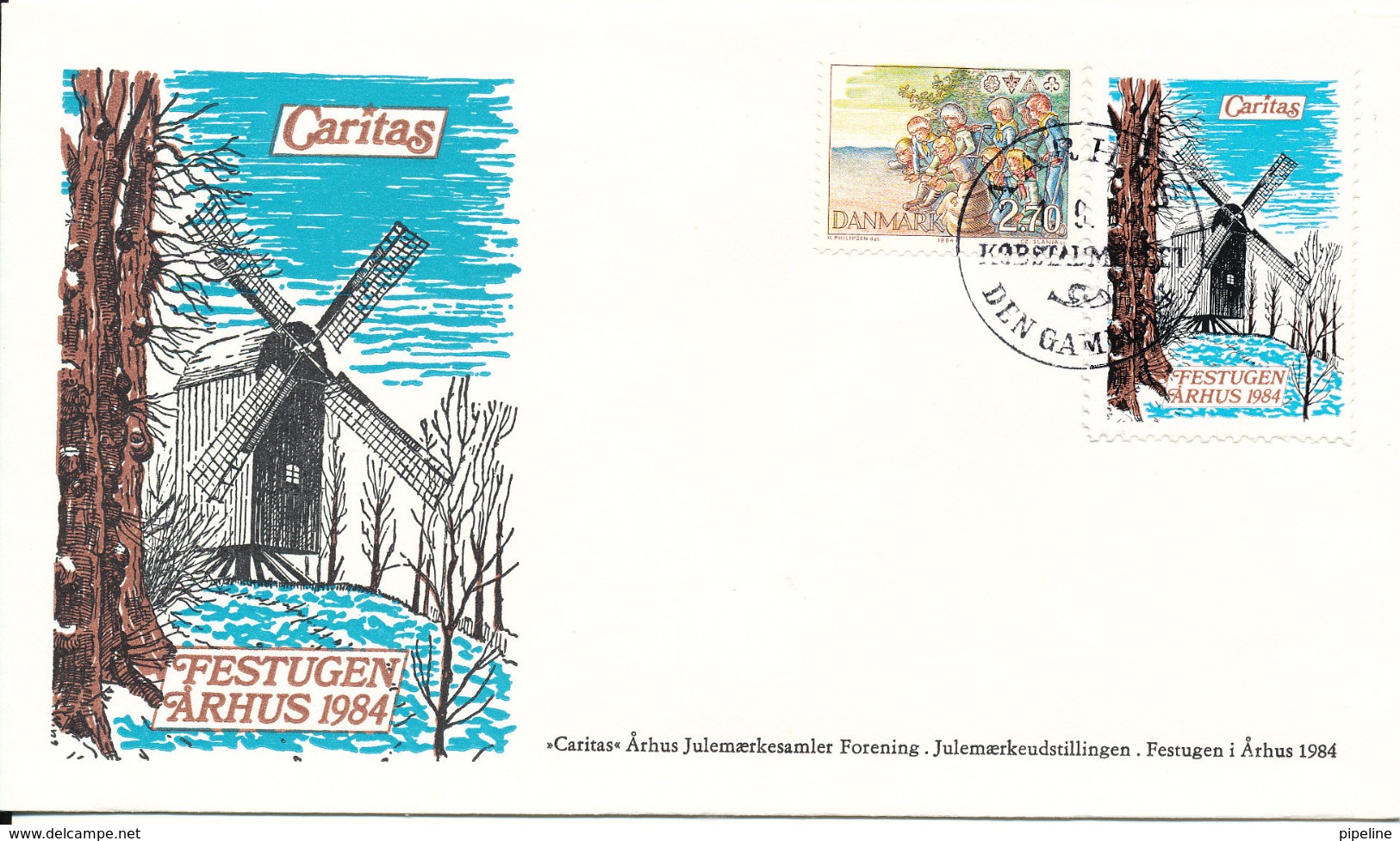 Denmark Cover With Caritas Seal Aarhus Festuge 1-9-1984 - Storia Postale